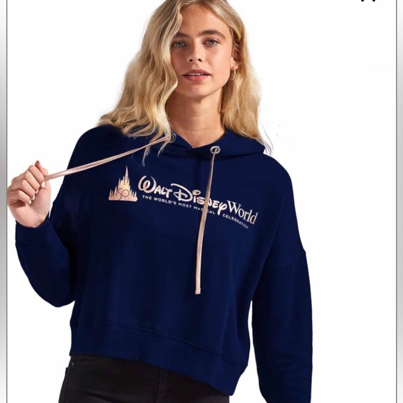 Walt Disney World Blue Cropped Hoodie Sweatshirt, size medium - Picture 8 of 8